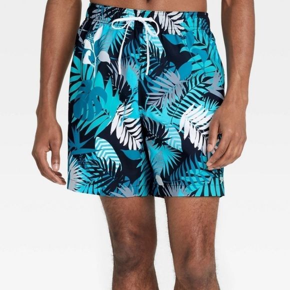 Speedo 8" Palm Leaf Swim Trunks Men's Small NWT Stretch - Picture 6 of 6
